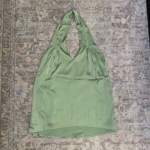 Revolve green silk halter top
